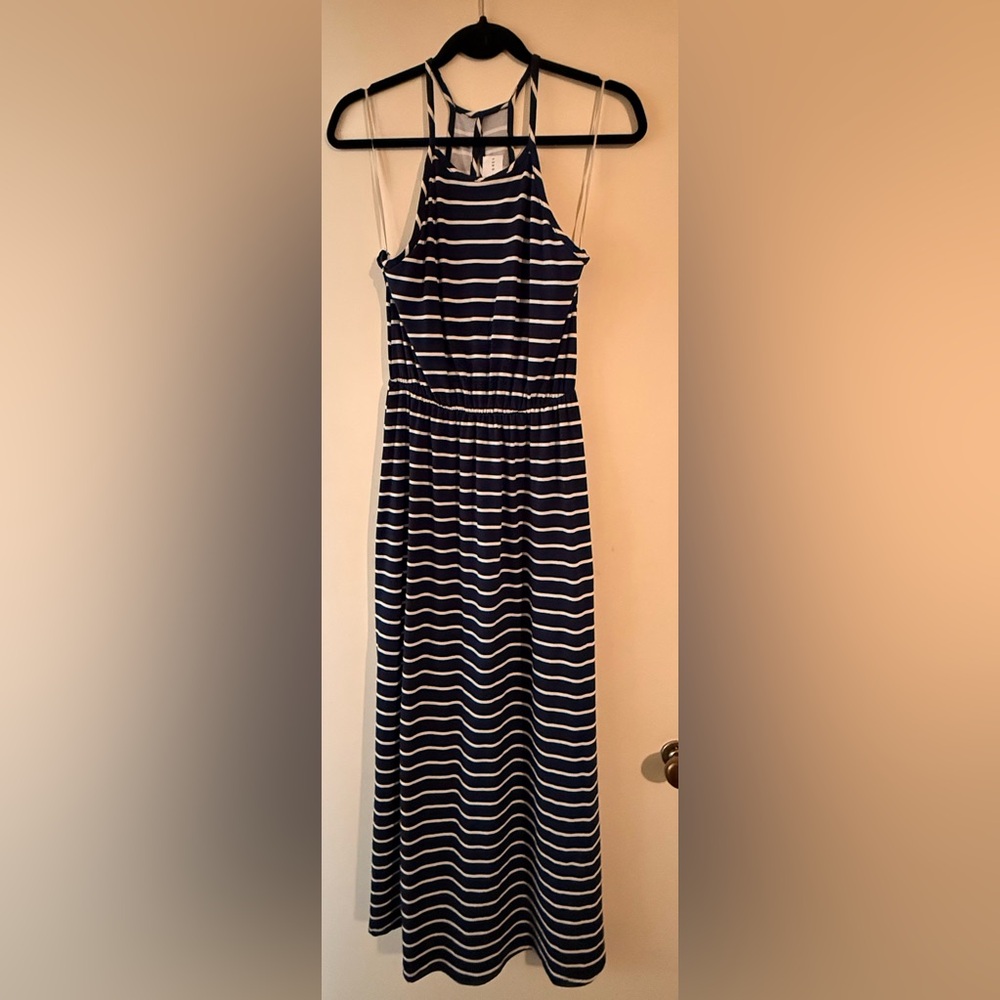 Navy and White Striped Dress